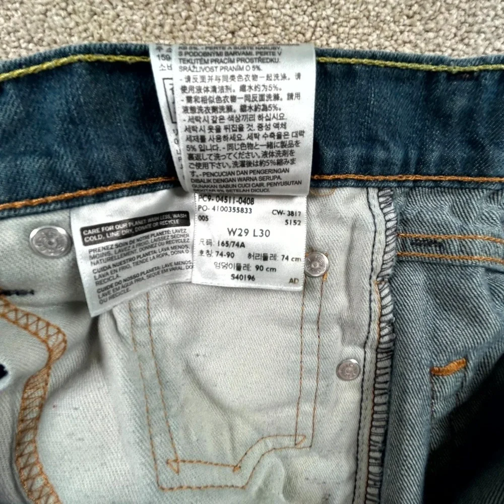 Levi's 511 Jeans Mens 29x30 Blue Denim‎ Medium Wash Straight Leg Everyday Wear